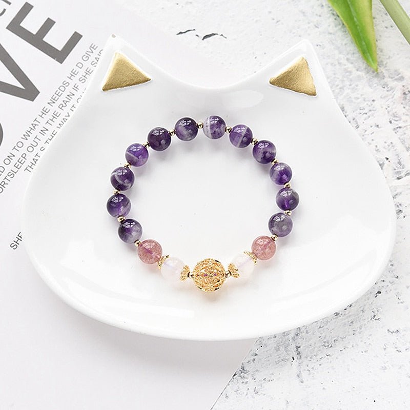 Amethyst Purple 5 PC Beaded Bracelet Set With Stone Druzy Charm – Turquoise  Trading Co