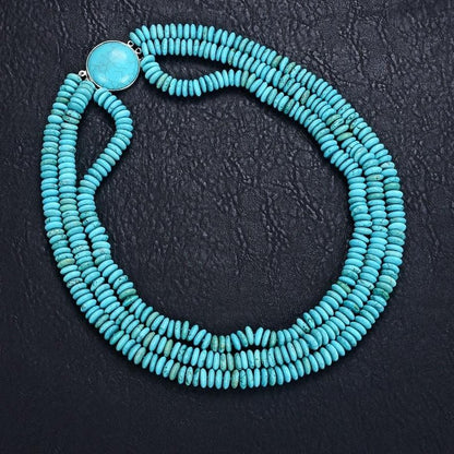 3 Strand Rondelle Blue Turquoise Necklace - Turquoise Trading Co