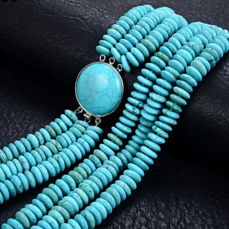 3 Strand Rondelle Blue Turquoise Necklace - Turquoise Trading Co