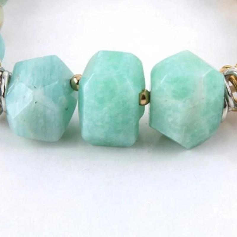 Amazonite Beaded Bracelet With 4 Inch Beads And Natural Amazonite Stones - Turquoise Trading Co