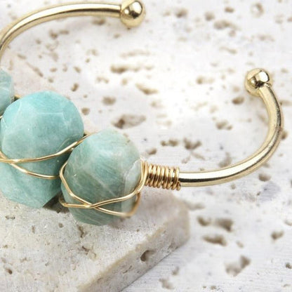 Amazonite With 3 Natural Stones Gold Bracelet - Turquoise Trading Co