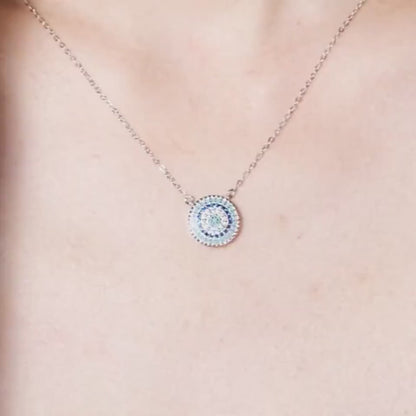 Blue Evil Eye Pendant Necklace With 925 Sterling Silver