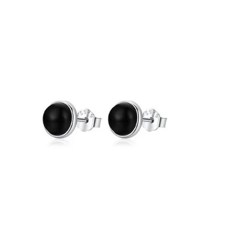 Black Agate Stud Earrings With 925 Sterling Silver-3 Size Options - Turquoise Trading Co