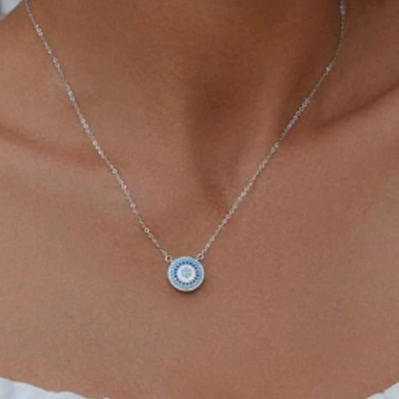 Blue Evil Eye Pendant Necklace With 925 Sterling Silver - Turquoise Trading Co