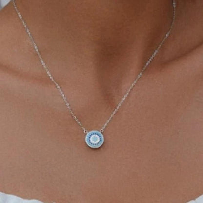 Blue Evil Eye Pendant Necklace With 925 Sterling Silver - Turquoise Trading Co
