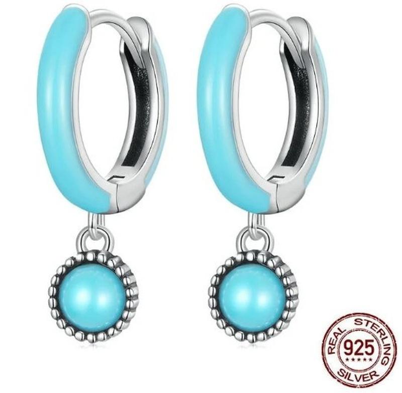 Blue Turquoise Buckle Dangle Earrings With 925 Sterling Silver - Turquoise Trading Co