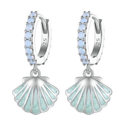 Blue Turquoise Colored Sea Shell Earrings with 925 Sterling Silver - Turquoise Trading Co