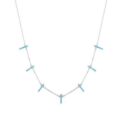 Dainty Turquoise and Silver Choker Necklace With 925 Sterling Silver - Turquoise Trading Co