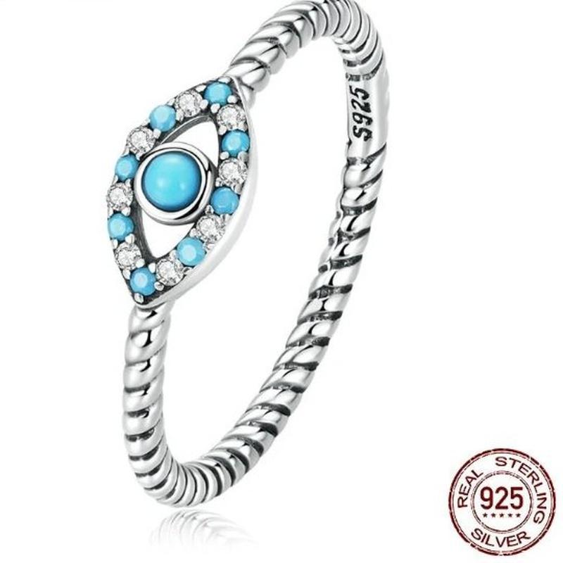Evil Eye Ring With Turquoise and 925 Sterling Silver - Turquoise Trading Co