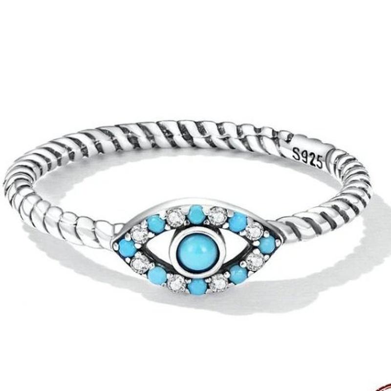 Evil Eye Ring With Turquoise and 925 Sterling Silver - Turquoise Trading Co