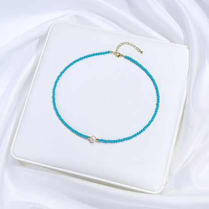 Freshwater Pearl and Turquoise Bead Matching Necklace and Bracelet Set - Turquoise Trading Co