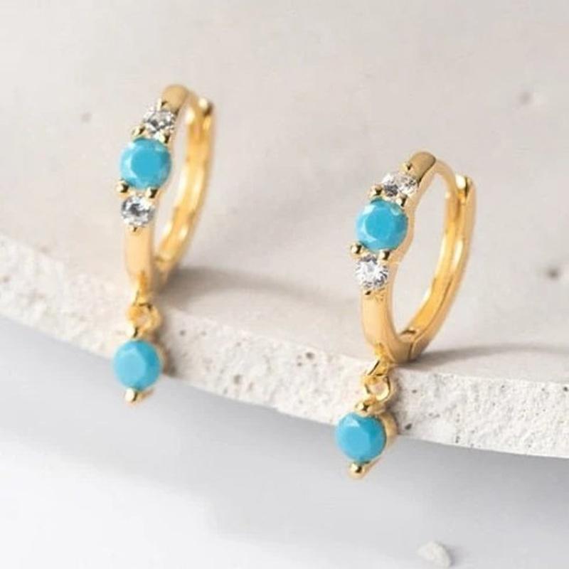 Gold Turquoise Bead Drop Earrings - Turquoise Trading Co