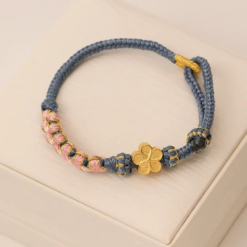 Handmade Braided Flower Bracelets With Blue, Pink and Gold - Turquoise Trading Co