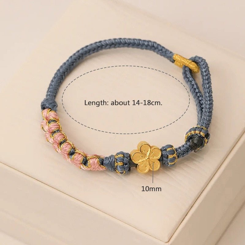 Handmade Braided Flower Bracelets With Blue, Pink and Gold - Turquoise Trading Co