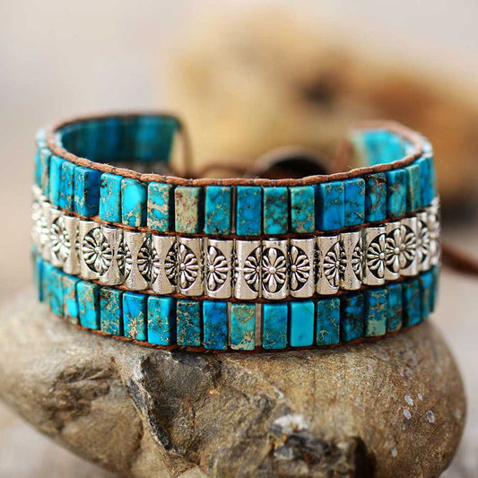 Turquoise Beaded Bracelet, Beaded Stretch Bracelet, Gemstone Bracelet, –  Carrie Clover handcrafted gifts