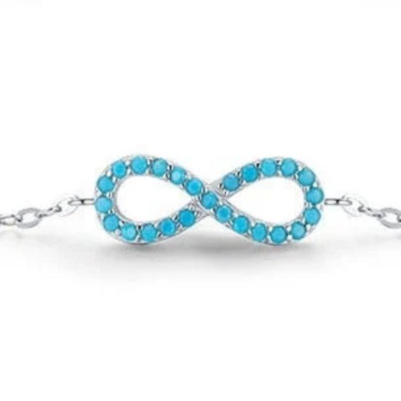 Infinity Dainty Silver Love Bracelet With Turquoise Accents And 925 Sterling Silver - Turquoise Trading Co