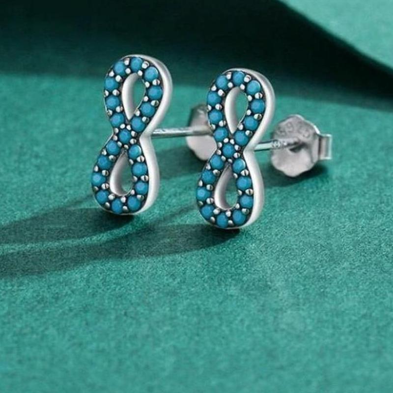 Infinity Earrings With Natural Turquoise and 925 Sterling Silver - Turquoise Trading Co