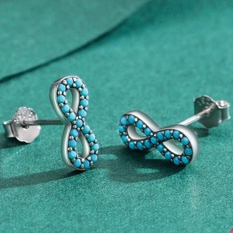 Infinity Earrings With Natural Turquoise and 925 Sterling Silver - Turquoise Trading Co