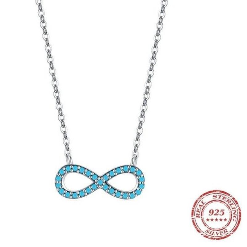 Infinity Necklace With Turquoise Beads and 925 Sterling Silver - Turquoise Trading Co