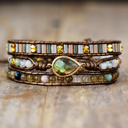 Labradorite 3 Strand Wrap Bracelet - Turquoise Trading Co