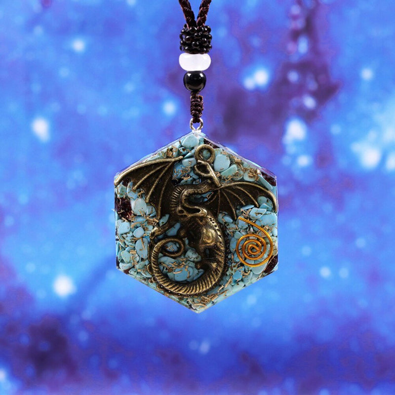 Large Dragon Necklace Pendant With Real Turquoise Stones - Turquoise Trading Co