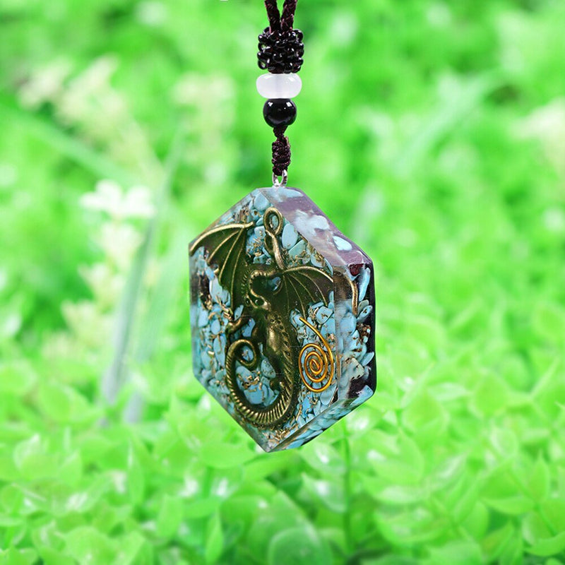 Large Dragon Necklace Pendant With Real Turquoise Stones - Turquoise Trading Co