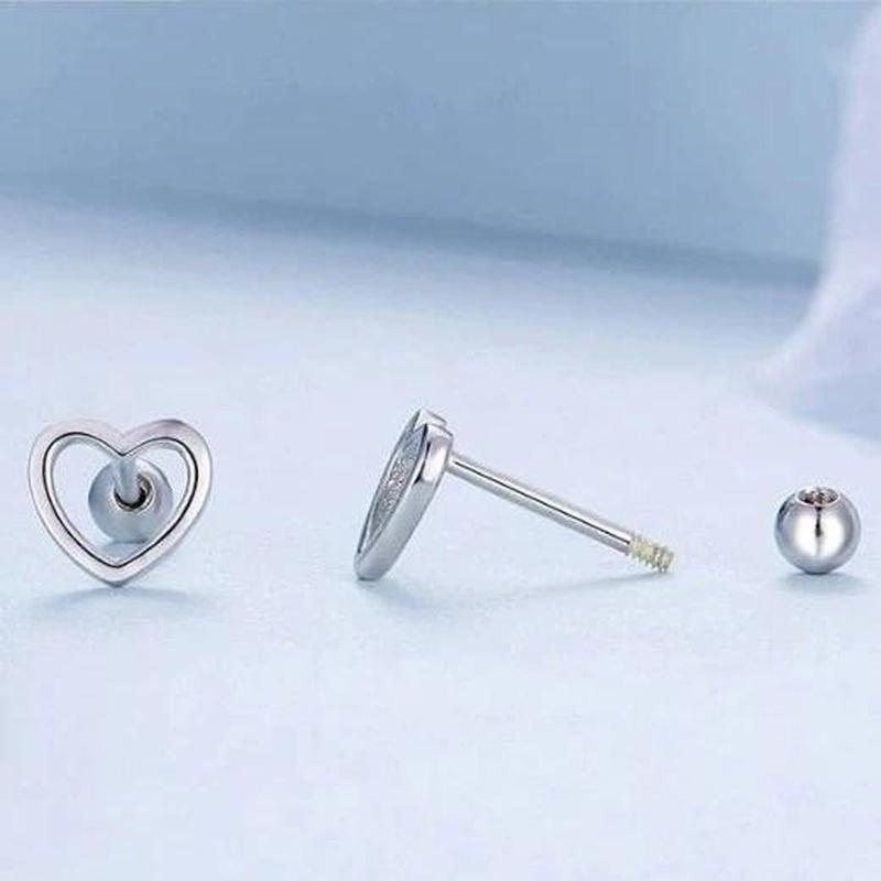 Minimalist Heart Stud Earrings with 925 Sterling Silver - Turquoise Trading Co