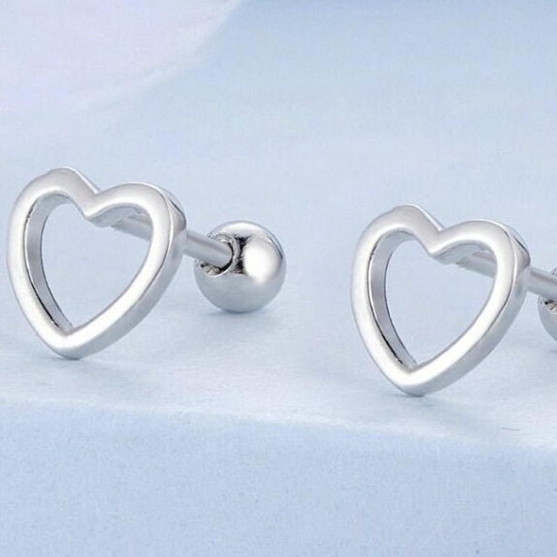 Minimalist Heart Stud Earrings with 925 Sterling Silver - Turquoise Trading Co