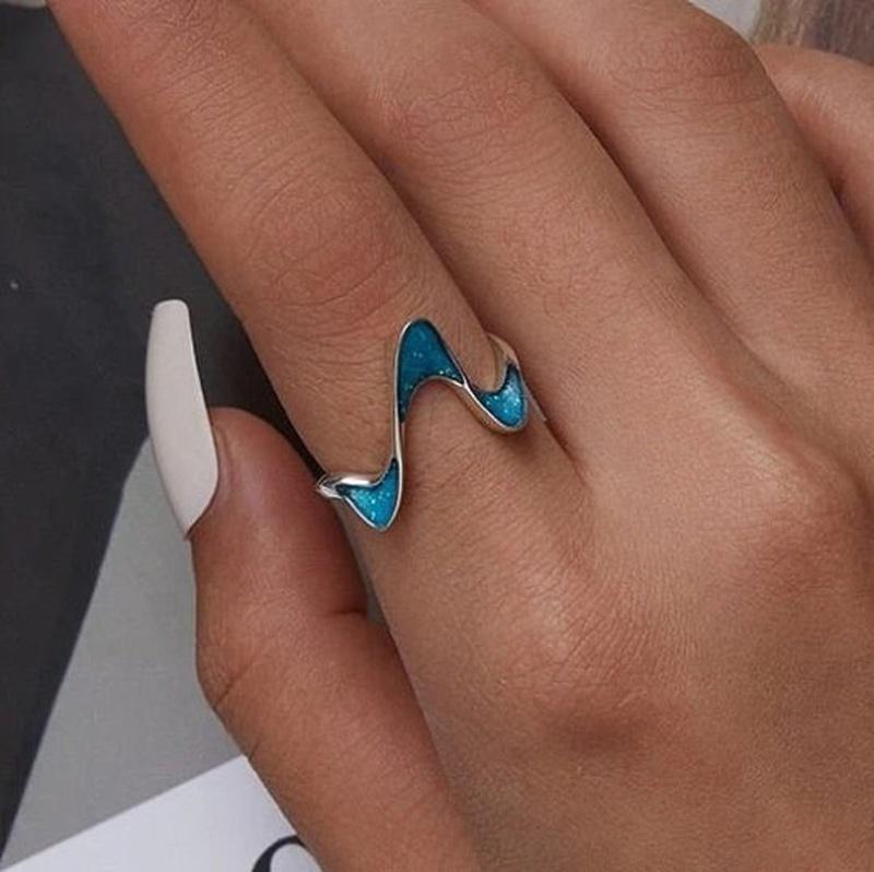Modern Geometric Ocean Inspired Blue/Green Ring With 925 Sterling Silver - Turquoise Trading Co