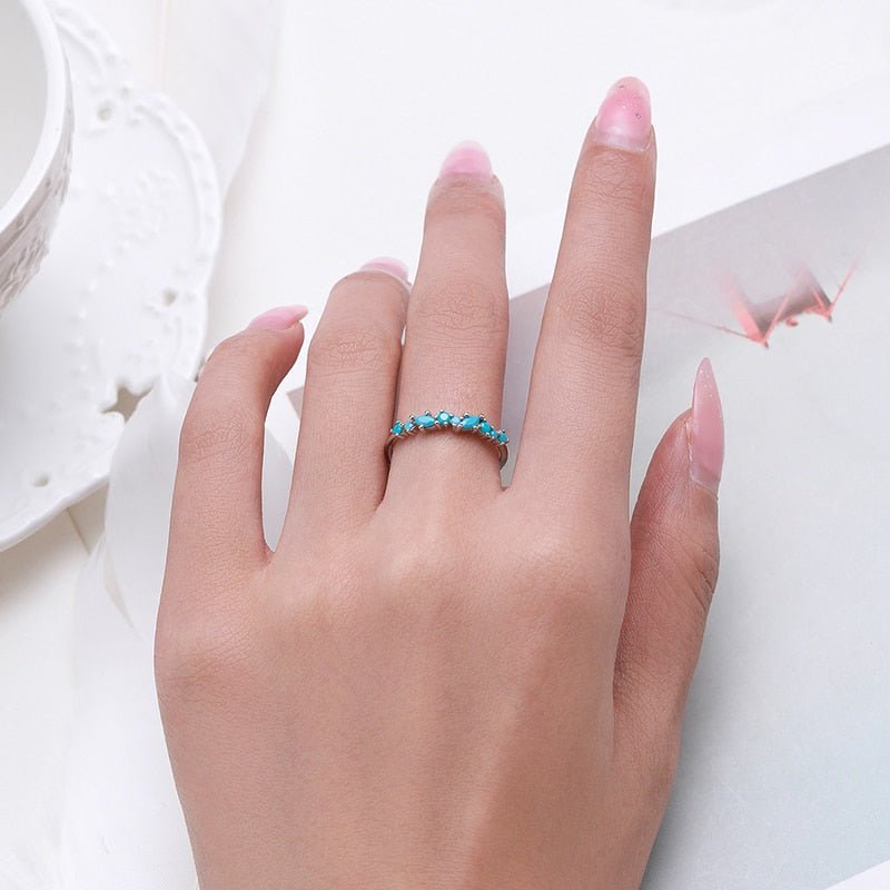 Modern Geometric Turquoise Ring With Unique Stone Design And 925 Sterling Silver - Turquoise Trading Co