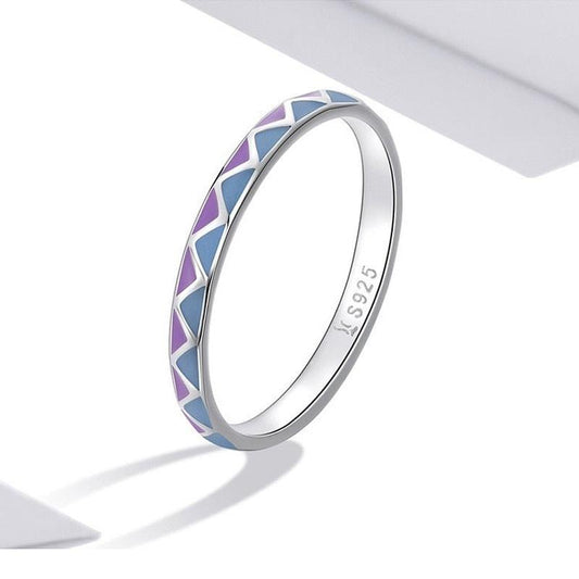 Modern Purple and Blue Stacking Ring With 925 Sterling Silver - Turquoise Trading Co