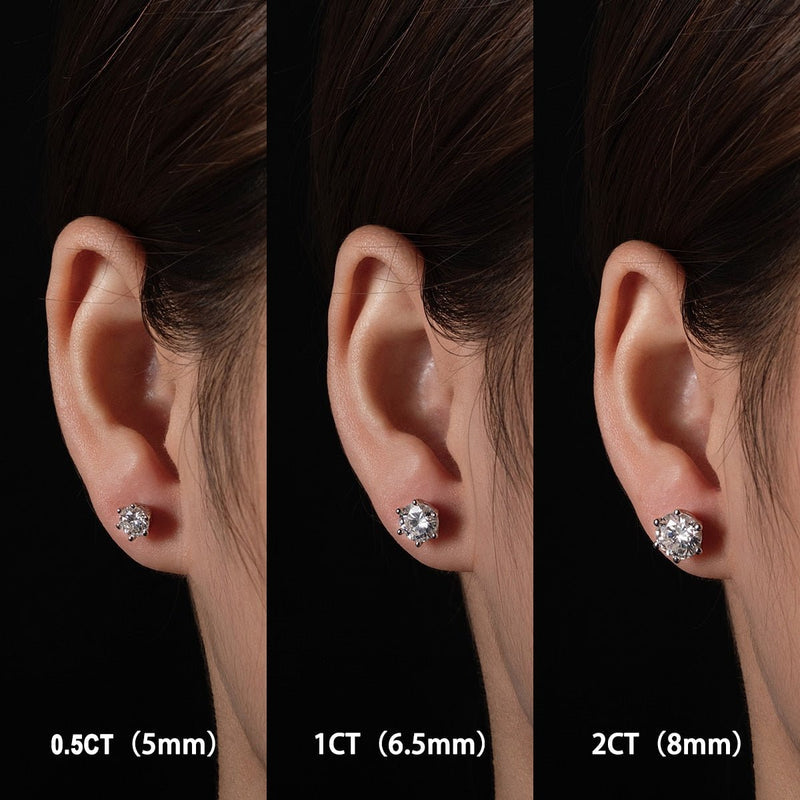 Moissanite Stud Earrings With 4/2/1 CT Options And 925 Sterling Silver - Turquoise Trading Co
