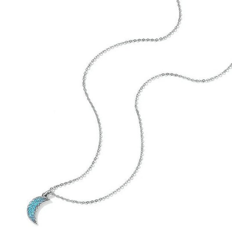 Moon Necklace With Turquoise Beads And 925 Sterling Silver - Turquoise Trading Co