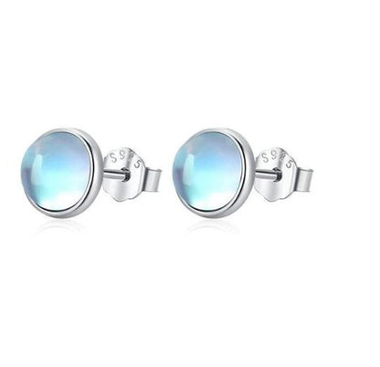 Moonstone Stud Earrings with 925 Sterling Silver--3 size options - Turquoise Trading Co