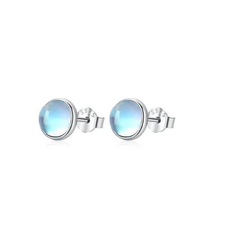 Moonstone Stud Earrings with 925 Sterling Silver--3 size options - Turquoise Trading Co