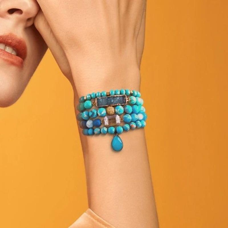 Turquoise Nugget Stone Unique Nepal Bead Multicolor Bracelet – EBRU JEWELRY