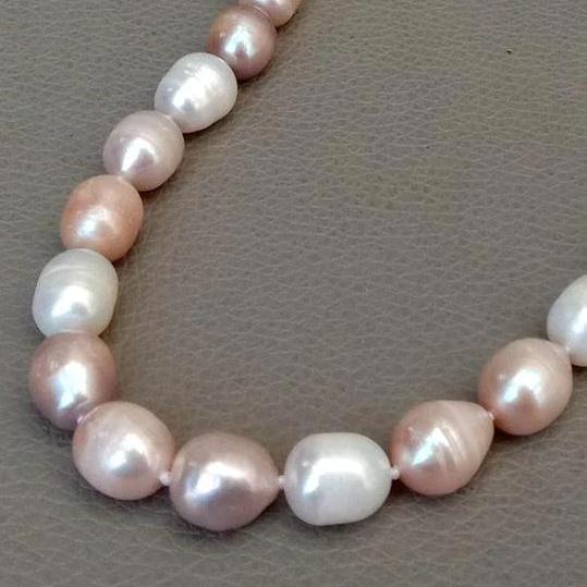Natural Freshwater Pink, Purple and White Rice Pearl Choker Necklace - Turquoise Trading Co