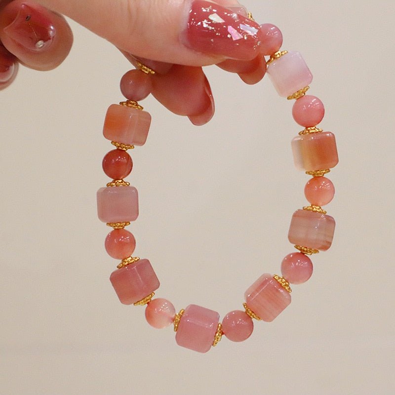 Natural Pink Agate Beaded Bracelet - Turquoise Trading Co