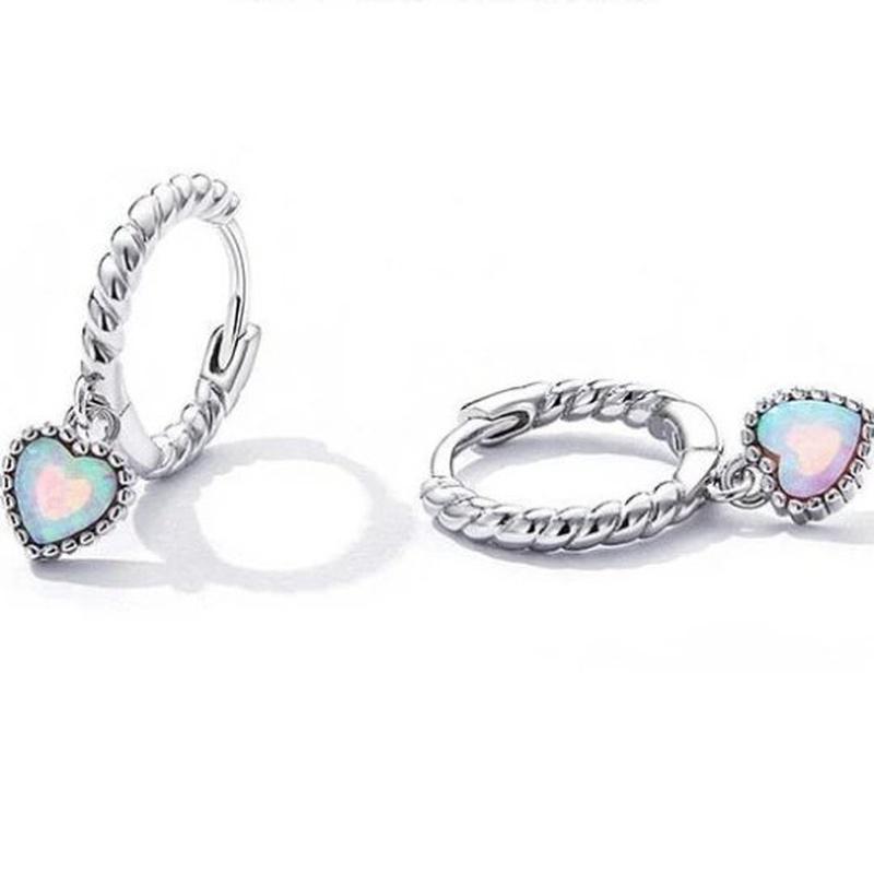 Opal Rainbow Heart Earrings With 925 Sterling Silver - Turquoise Trading Co