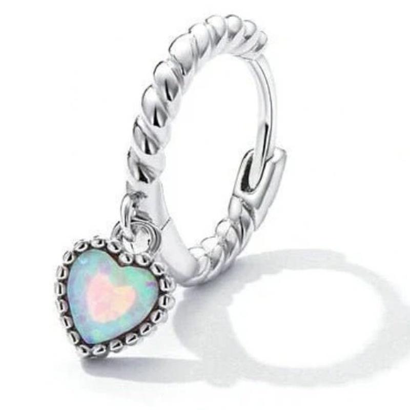 Opal Rainbow Heart Earrings With 925 Sterling Silver - Turquoise Trading Co
