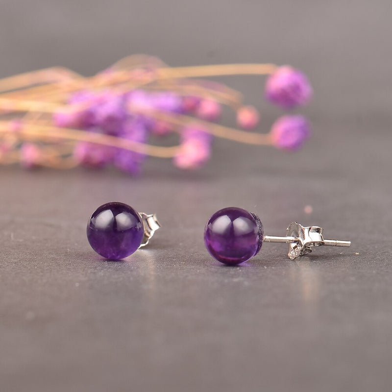 Petite Amethyst Sterling Silver Stud Earrings - Turquoise Trading Co