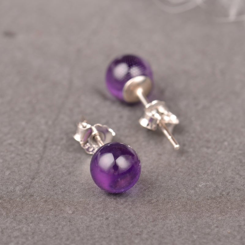 Petite Amethyst Sterling Silver Stud Earrings - Turquoise Trading Co