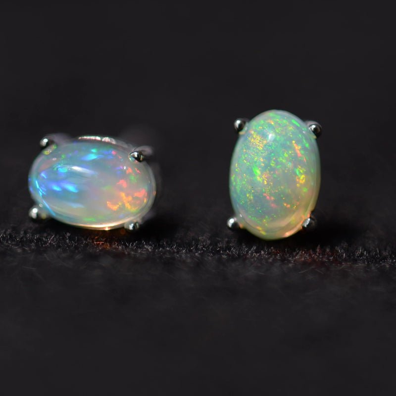 Petite Opal Oval Stud Earrings - Turquoise Trading Co