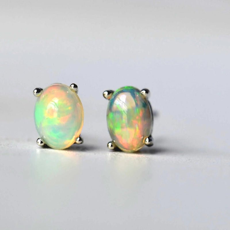 Petite Opal Oval Stud Earrings - Turquoise Trading Co