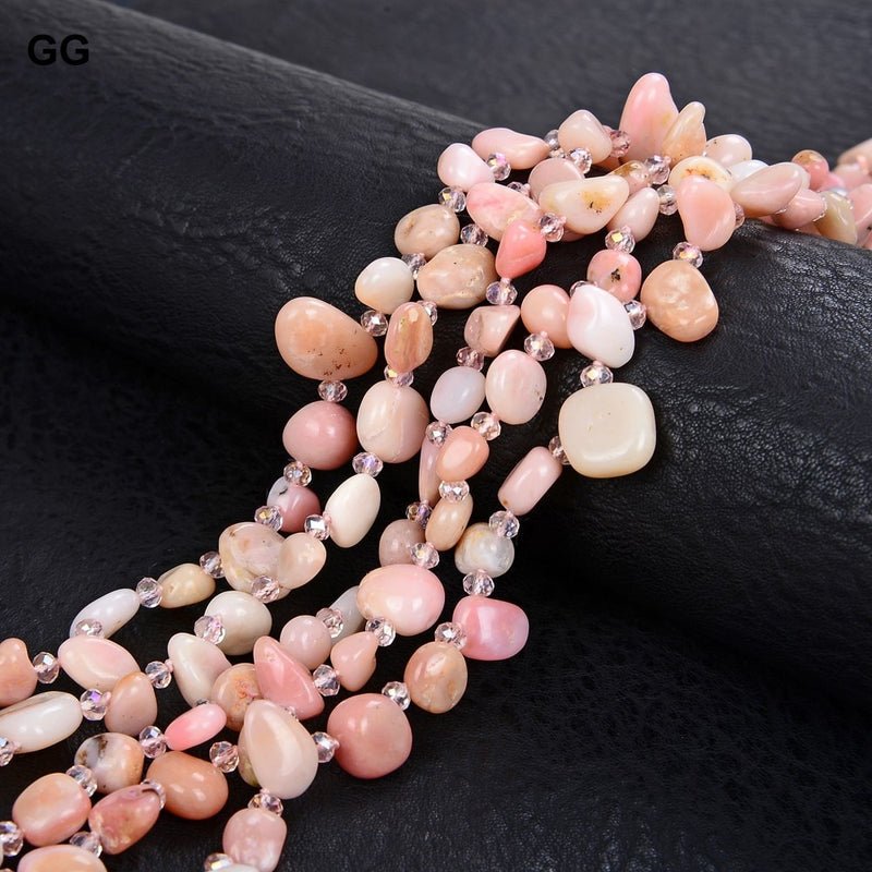 Pink Opal 5 Strand Crystal Statement Necklace - Turquoise Trading Co