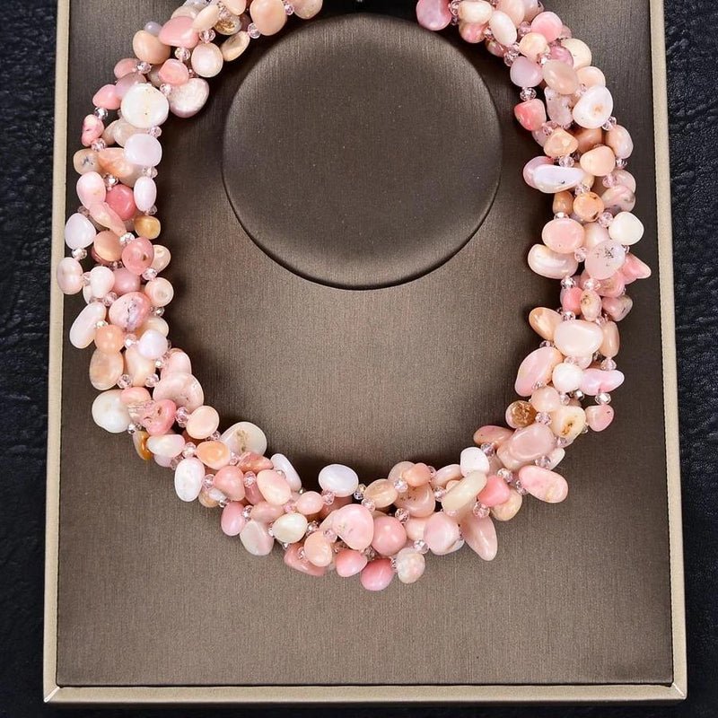 Pink Opal 5 Strand Crystal Statement Necklace - Turquoise Trading Co