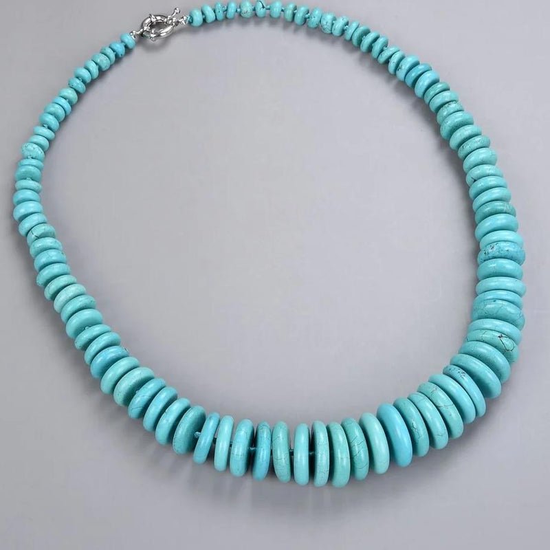 Rondelle Mixed Size Blue Turquoise Single Strand Necklace - Turquoise Trading Co