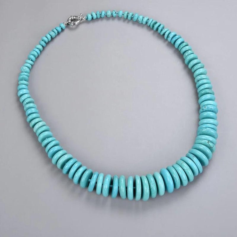 Rondelle Mixed Size Blue Turquoise Single Strand Necklace - Turquoise Trading Co
