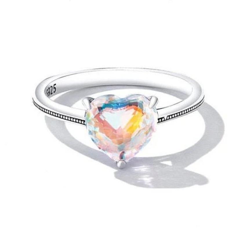 Sparkling Multicolored Heart Ring with 925 Sterling Silver - Turquoise Trading Co