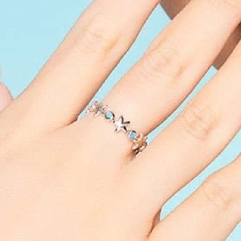 Starfish and Turquoise CZ Ocean Ring With 925 Sterling Silver - Turquoise Trading Co